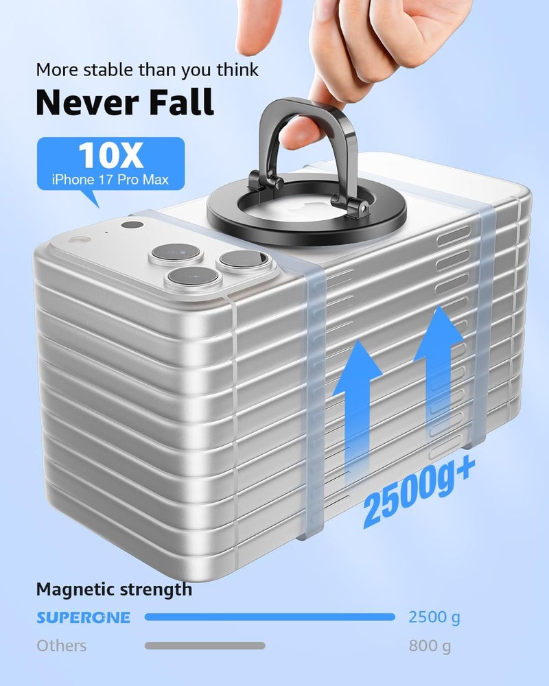 SUPERONE for MagSafe Phone Grip, Adjustable Magnetic Phone Ring Holder Removable Finger Phone Ring Kickstand Compatible with MagSafe Accessories Only for iPhone 17 & 16 & 15 & 14 & 13 & 12 Series - Image 2